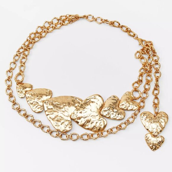 NWT Zara Oversized Gold Heart Chain Belt Size 30 main image 5